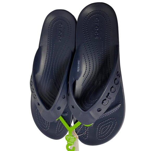 Crocs Classic Navy Blue Flip Flops Sandals Size‎ M10/W12 NWT - Picture 2 of 8